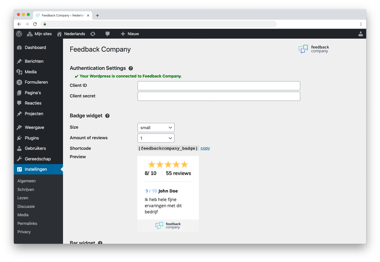 Wordpress integratie Wordpress integratie